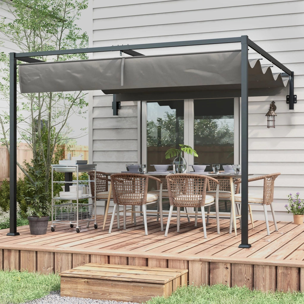 Pergola Gazebo ¨C Minimal ¨C Grigio Acciaio Poliestere 3x4 m