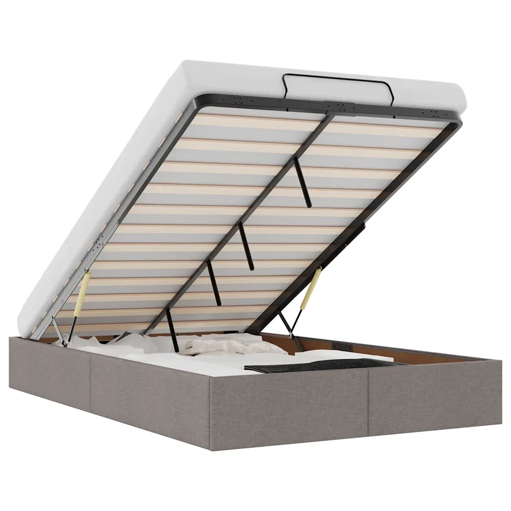 Struttura Letto Pouf senza Materasso Tortora 120x200cm Tessuto