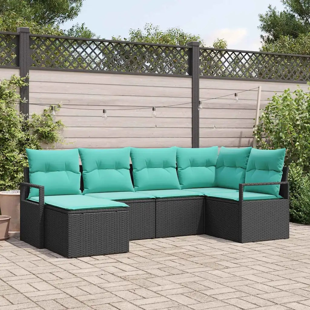 Set di divani con cuscino 6 pcs Nero polyrattan 3346456