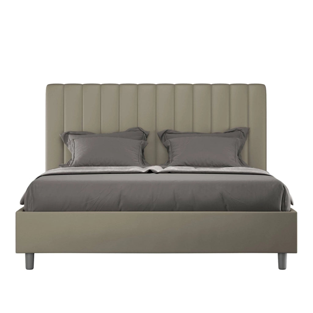 ityhome Letto matrimoniale king size contenitore imbottito 170x200 similpelle cappuccino Agueda