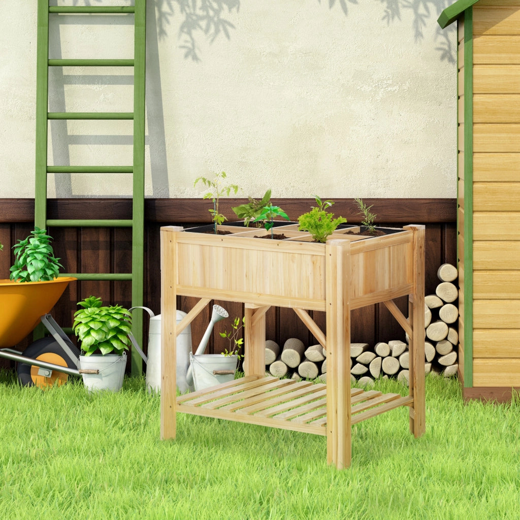 Letto Rialzato da Giardino ¨C Xylo ¨C Legno di Abete con 6 Scomparti, 78.5x58x81cm