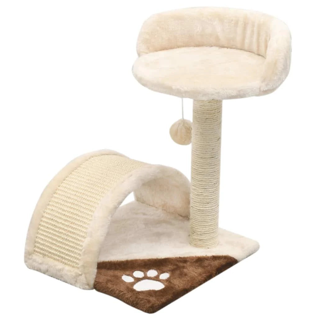 Tiragraffi albero per gatti cuccia per gatti peluche in sisal 40 cm beige e marrone 3702226