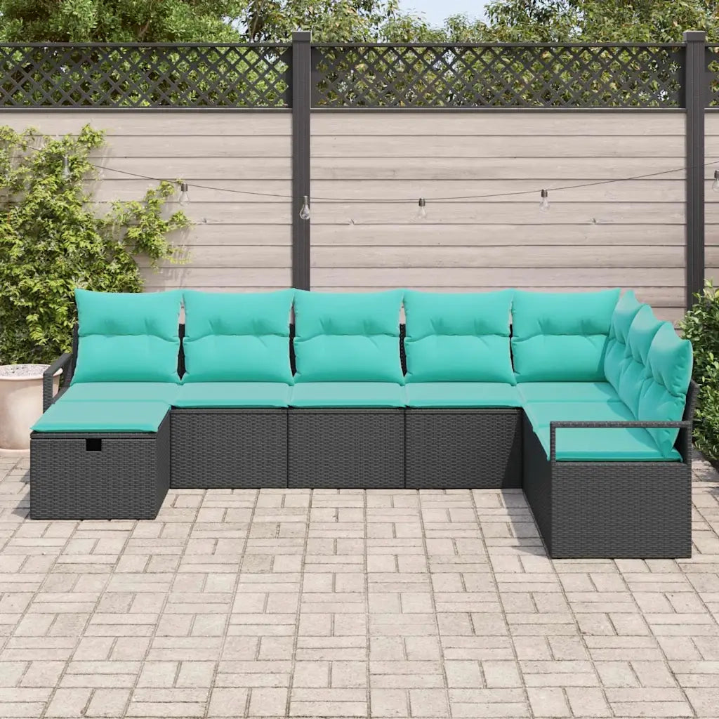 Set di divani con cuscino 8 pcs Nero polyrattan 3359235