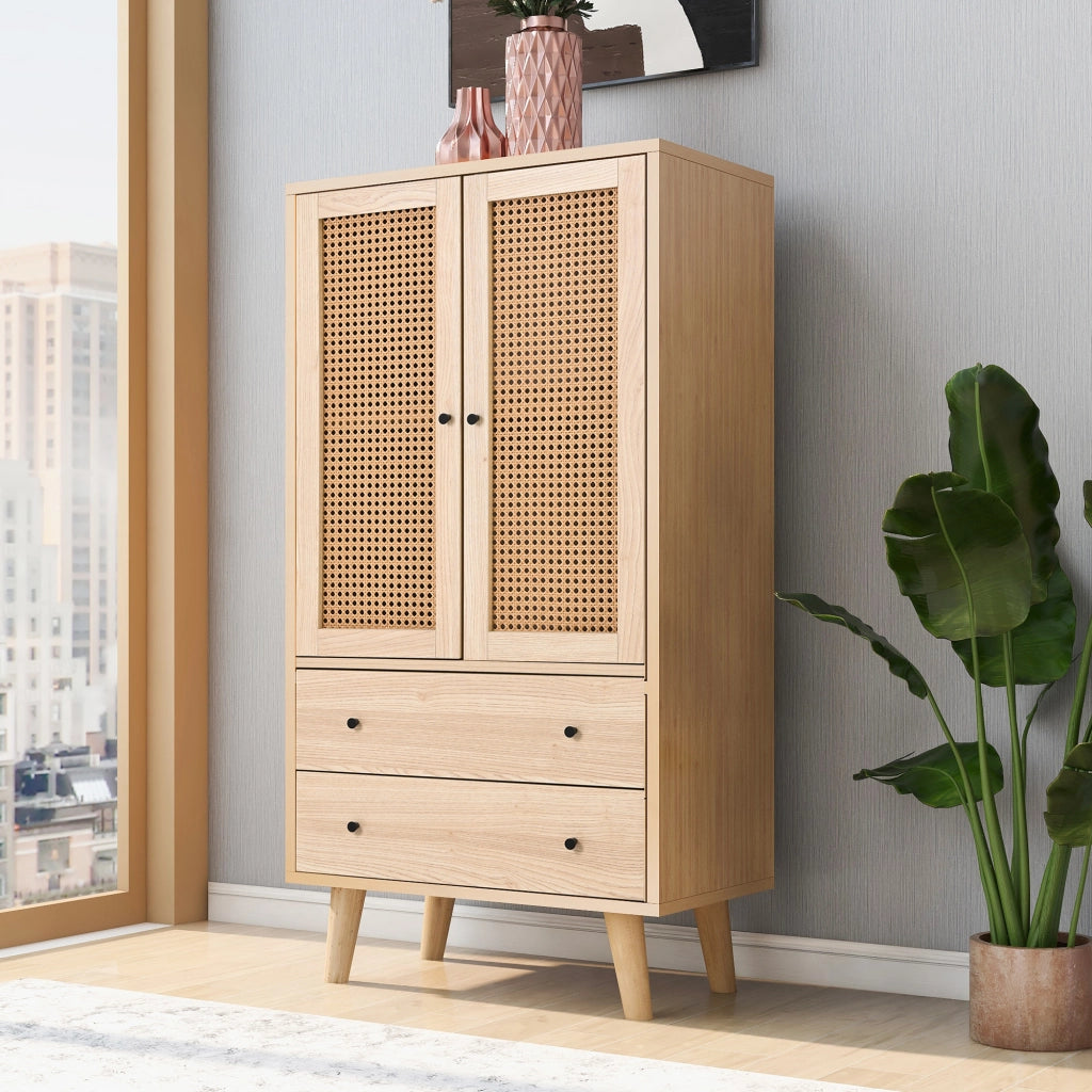 Sideboard moderno 60 cm in rovere con 2 ante e 2 cassetti