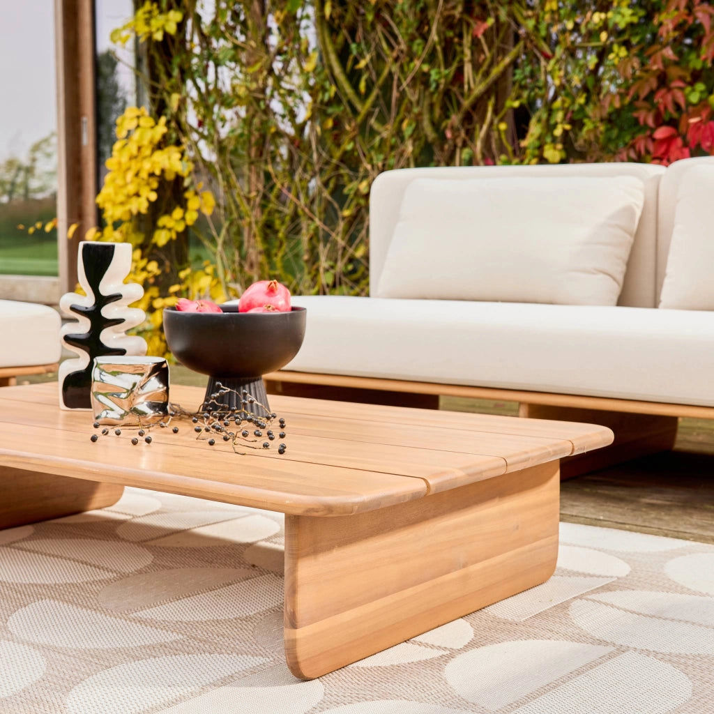 Salotto da giardino in legno di acacia, 4 posti, beige