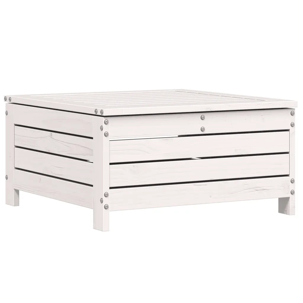 Sedia da giardino-Poggiapiedi da Giardino con Cuscino Legno Massello Pino Bianco 123478