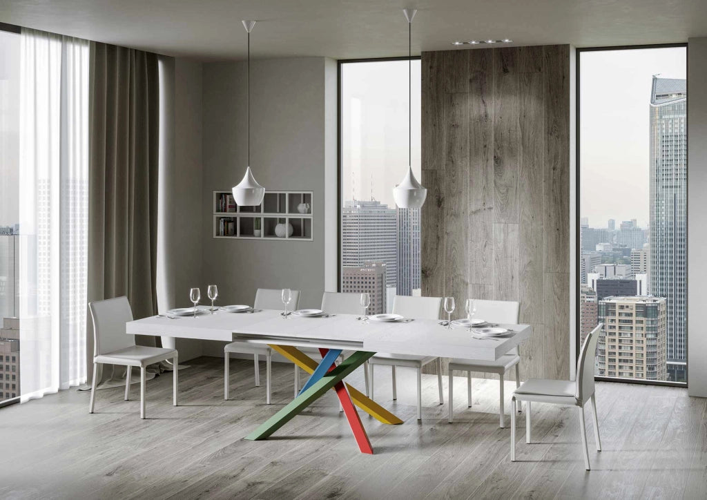 Tavolo Allungabile 140-400x90x77 cm Volantis Bianco Frassino Telaio 4B