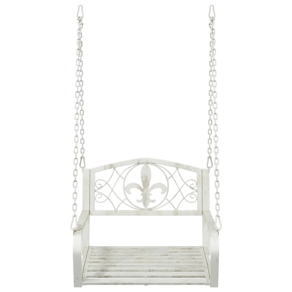 Panchina a Dondolo Acciaio 71,5 x 59 x 55 cm Bianco Antico 42038693
