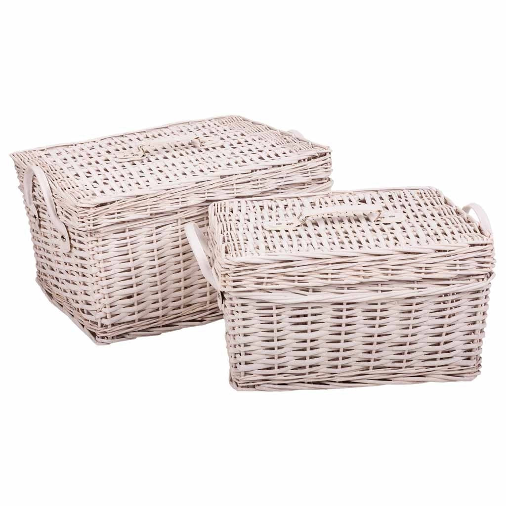 Set di 2 scatole in vimini bianche