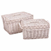 Set di 2 scatole in vimini bianche