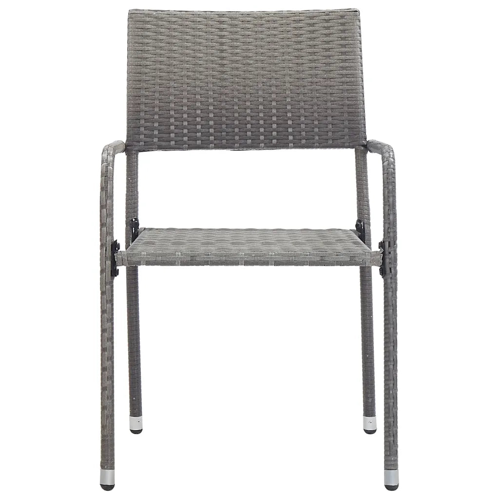 Sedie da Pranzo da Giardino 2 pz | Sedie da Esterno Impilabili Grigie in Polyrattan