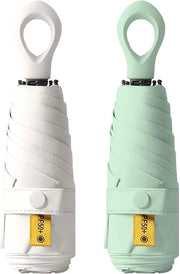 Set di 2 paralumi mini, leggeri, con protezione UV, impermeabili al vento, ripiegabili, ideali per uso quotidiano e viaggio, paralumi compatti, 6 alberi, paralumi piccoli, ombrello unisex
