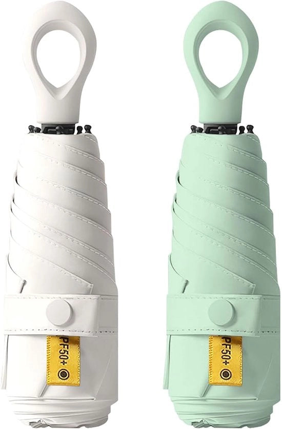 Set di 2 paralumi mini, leggeri, con protezione UV, impermeabili al vento, ripiegabili, ideali per uso quotidiano e viaggio, paralumi compatti, 6 alberi, paralumi piccoli, ombrello unisex