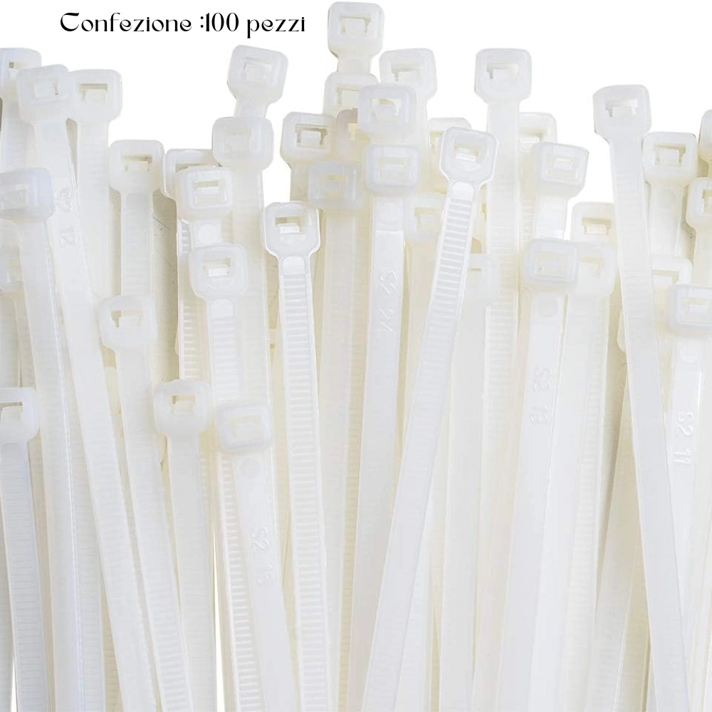 Raytech fascette per cablaggio in nylon autoestinguente confezione da 100 pezzi *** colore bianco, dimensioni 2,5 x 9...