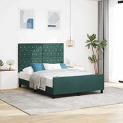 Letto a molle con testiera Verde Scuro 140 x 190 cm Velluto