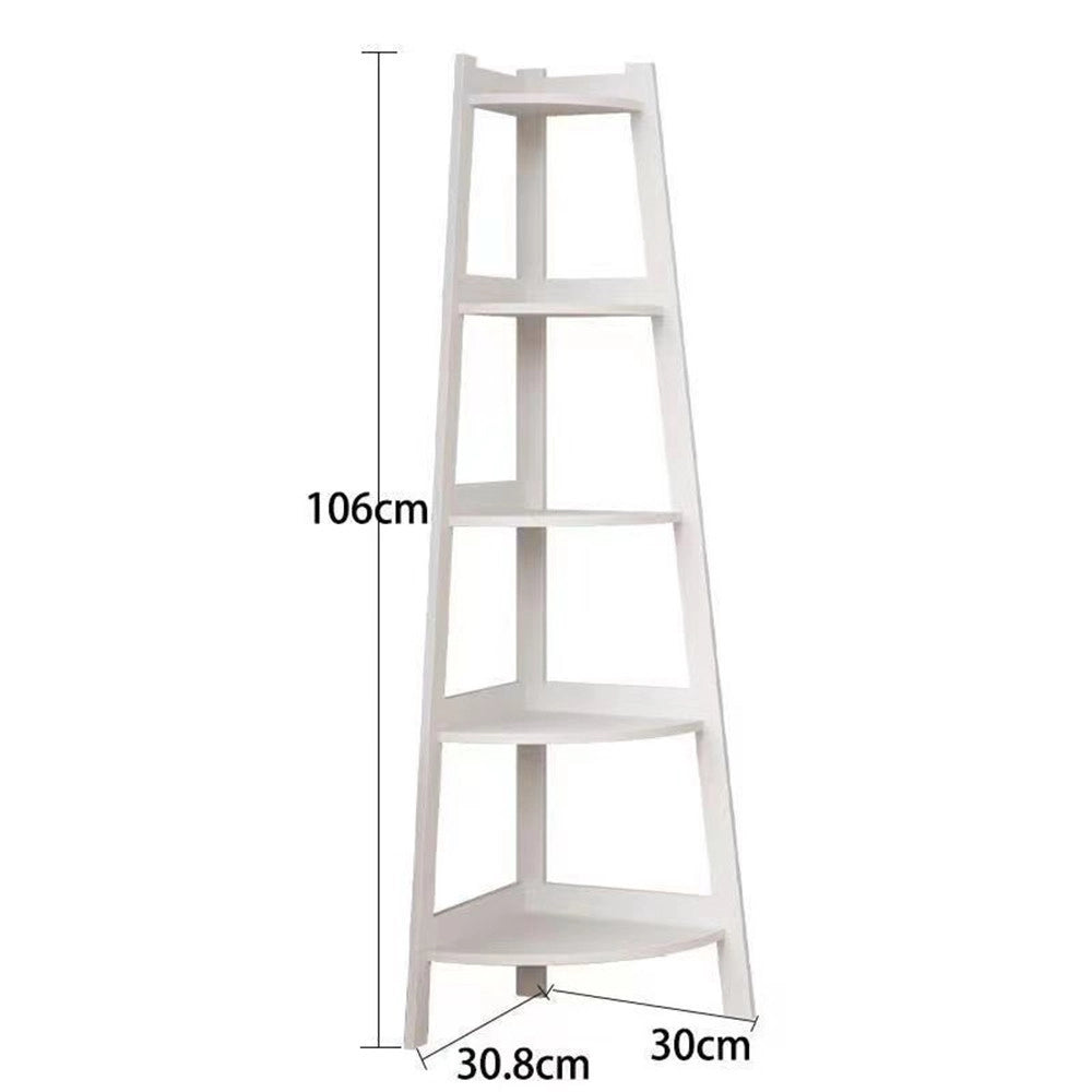 Trade Shop - Scaffale Angolare Da Parete A Forma Di Scala Con 5 Livelli Ripiani Libreria Multiuso -