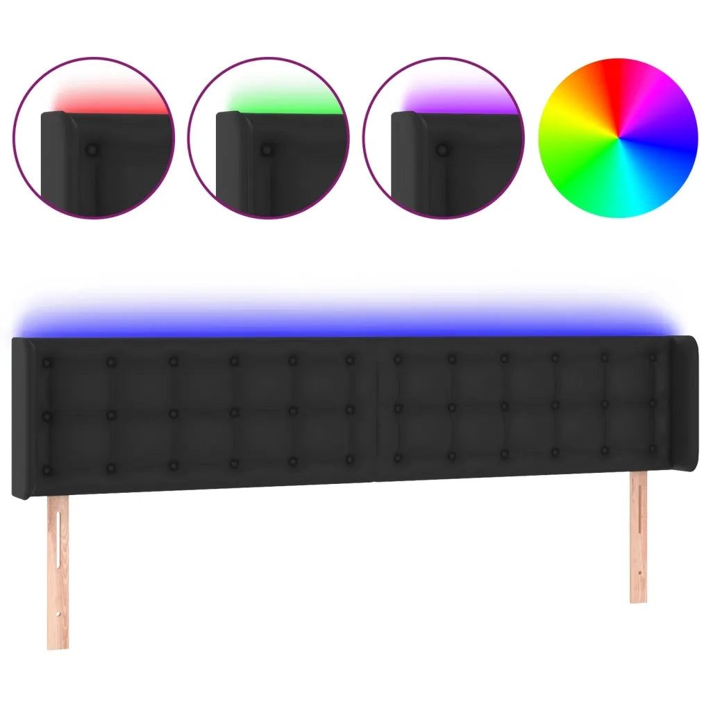 Testiera a LED-Testata con LED Nera 183x16x78/88 cm in Similpelle 729782