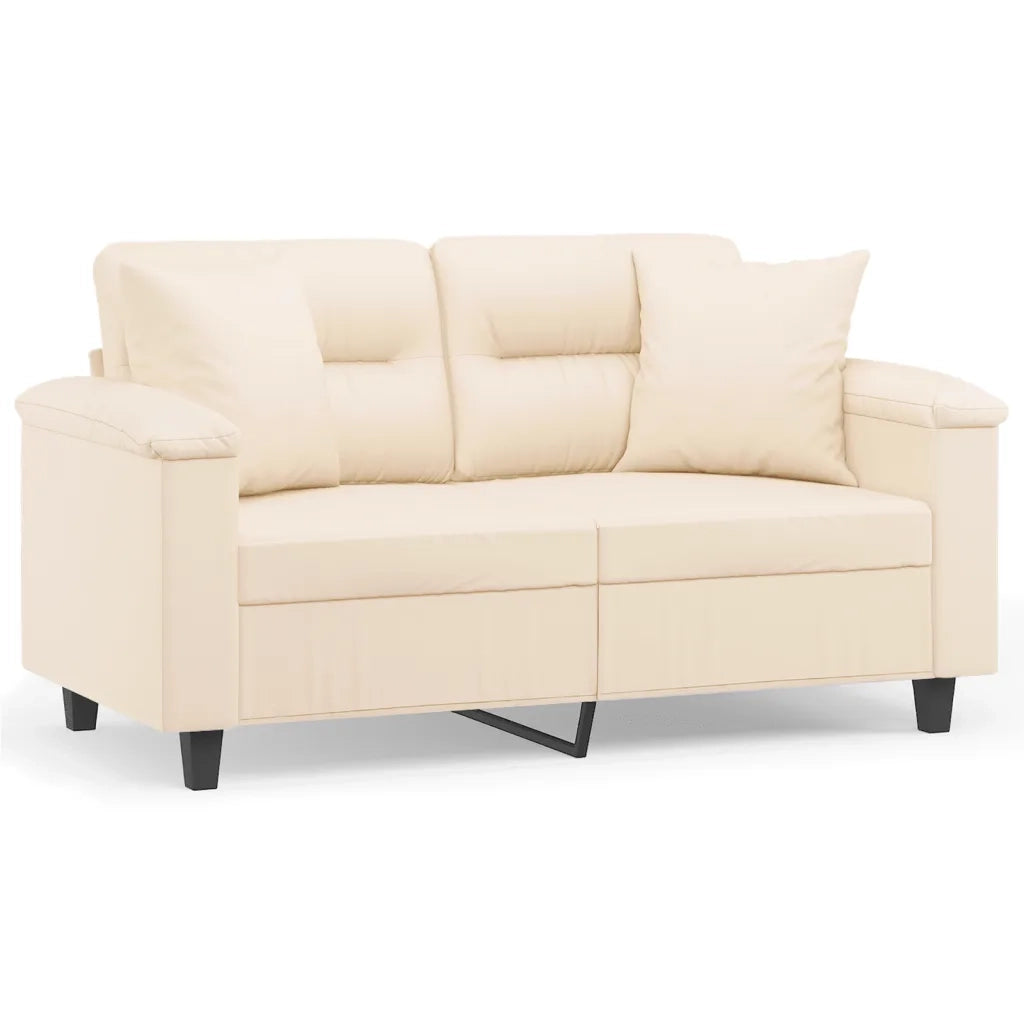 Divano a 2 Posti con Cuscini Beige 120 cm Tessuto Microfibra 3200970