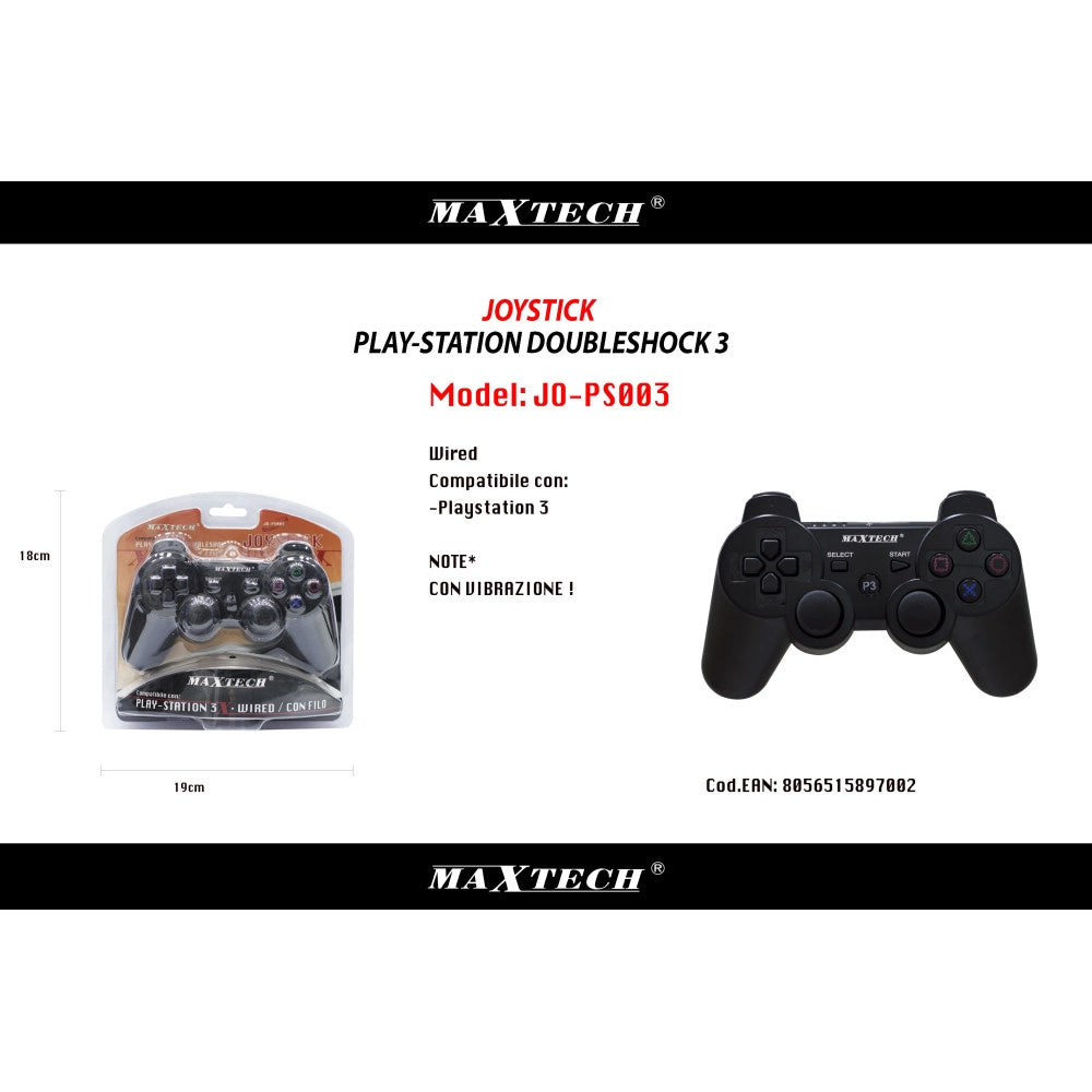 Trade Shop - Joystick Gamepad Con Filo Compatibile Ps3 Joypad Usb Controller Vibrazione -