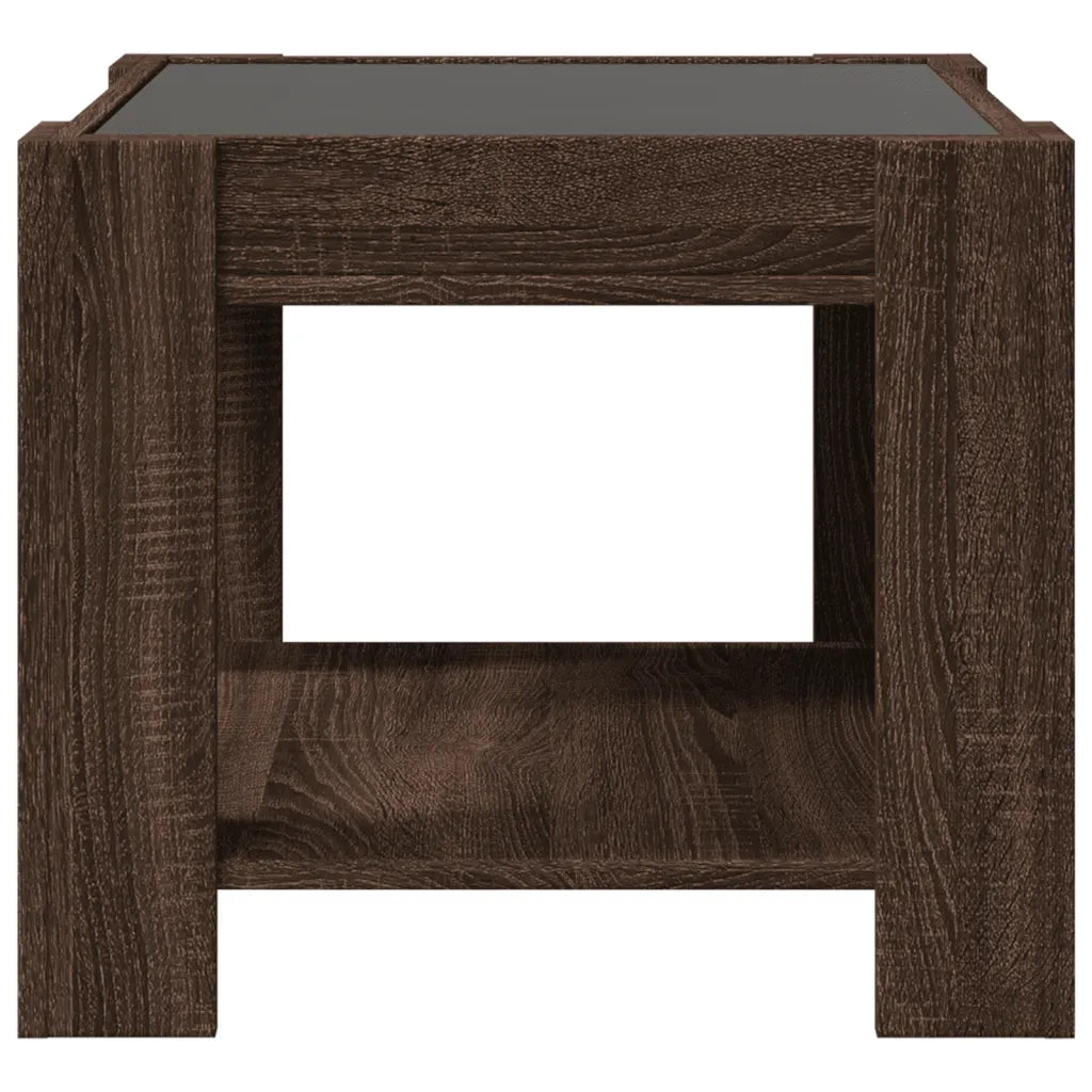 Tavolino Salotto con LED Rovere Marrone 53x53x45 cm Multistrato 847545