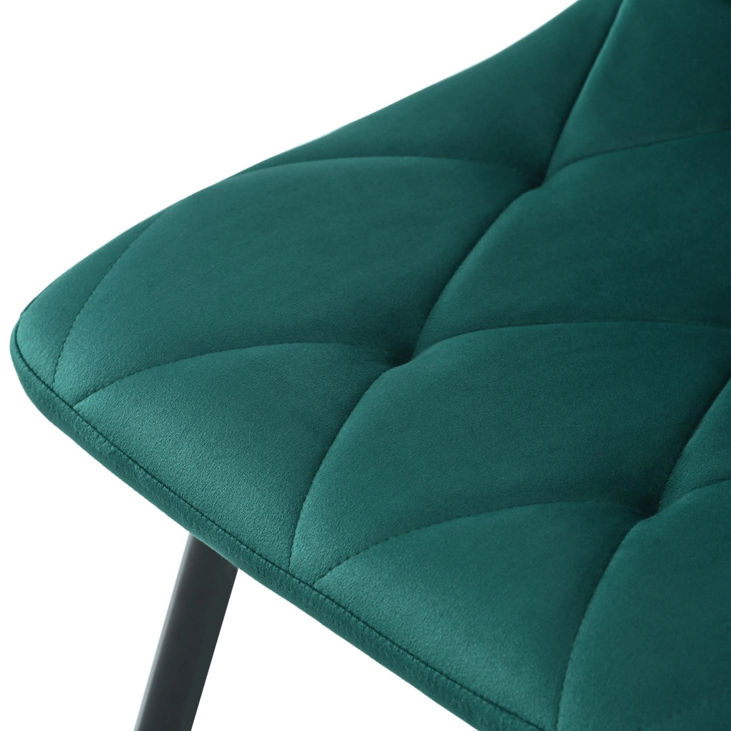Sedia da pranzo (4 pezzi), verde scuro, set di 4 sedie imbottite di design, sedia da pranzo in velluto twill, sedia da cucina con schienale, seduta in