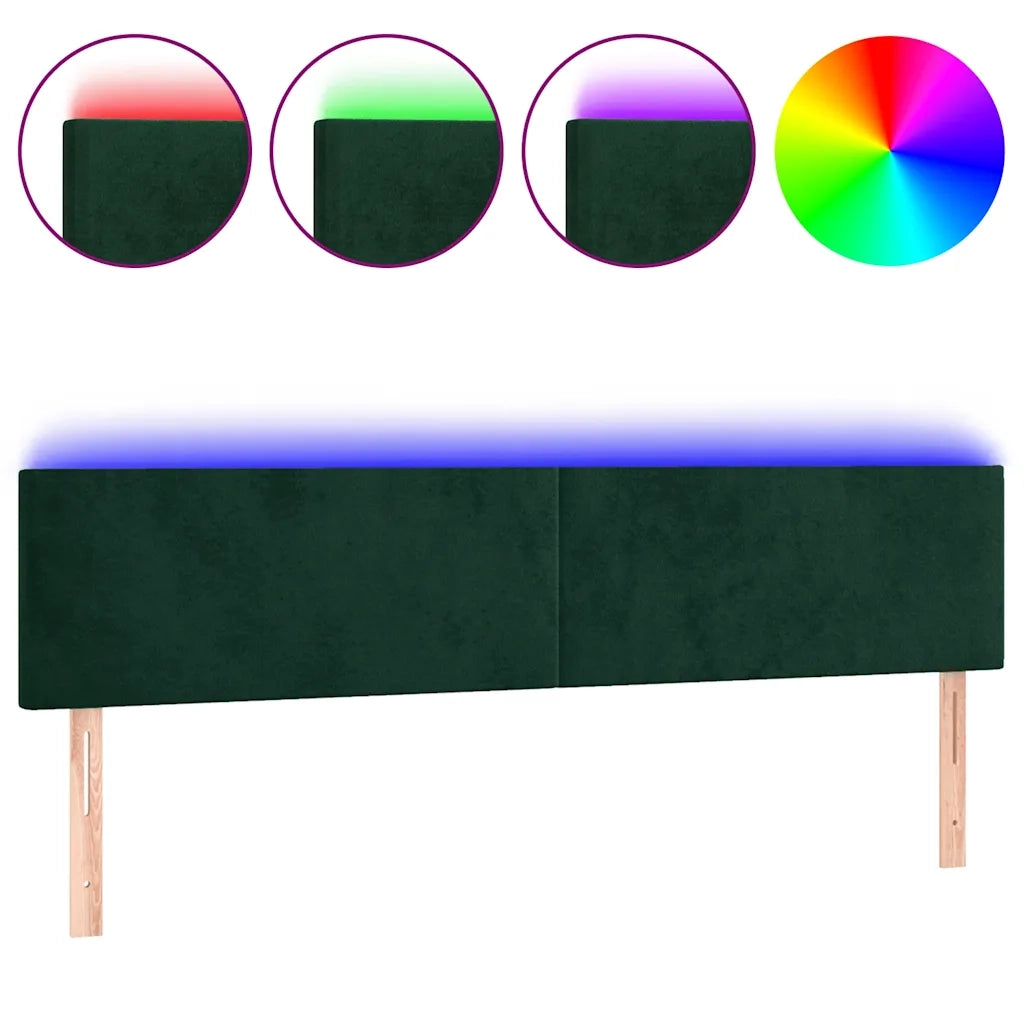 Testiera a LED-Testata con LED Verde Scuro 160x5x78/88 cm in Velluto 713582