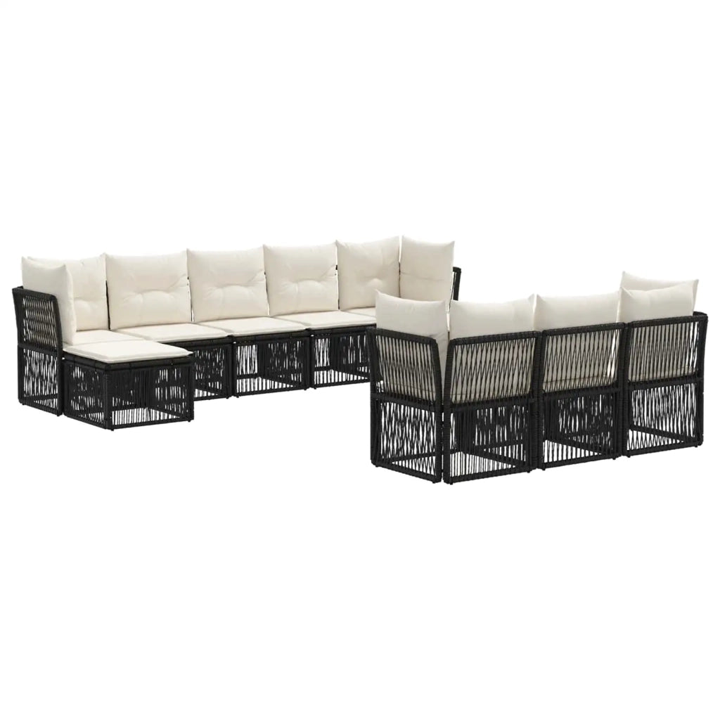 Set Divano da Giardino 10 pz Nero polyrattan 3434368