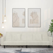 Divano Letto a 2 Posti con 2 Cuscini Crema in Velluto 375823