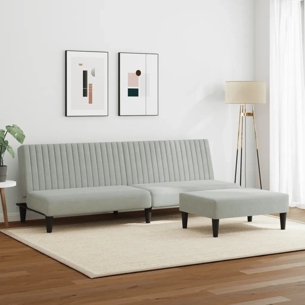 Set di Divani 2 pz Grigio Chiaro in Velluto