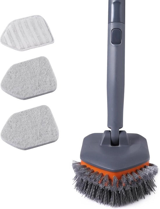 Upgrado 3-1 pennello per pulire con manico telescopico - ideale per bagno, vasca da bagno, specchio - 142 cm