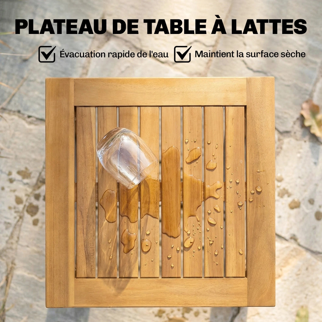 Tavolino da Giardino Quadrato in Legno di Acacia Massello ¨C zephmum ¨C 48x48x46cm Naturale