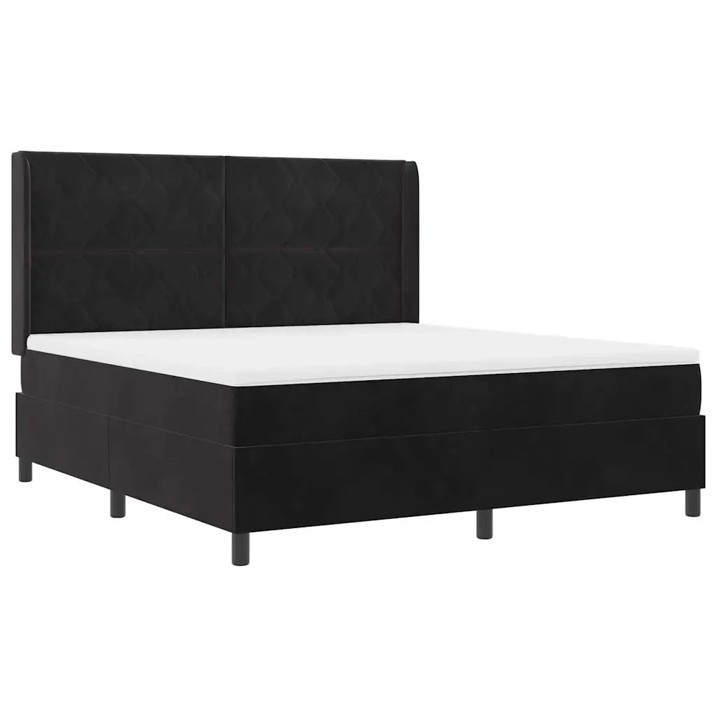 Letto a molle con materasso con led Nero 180 x 200 cm Velluto