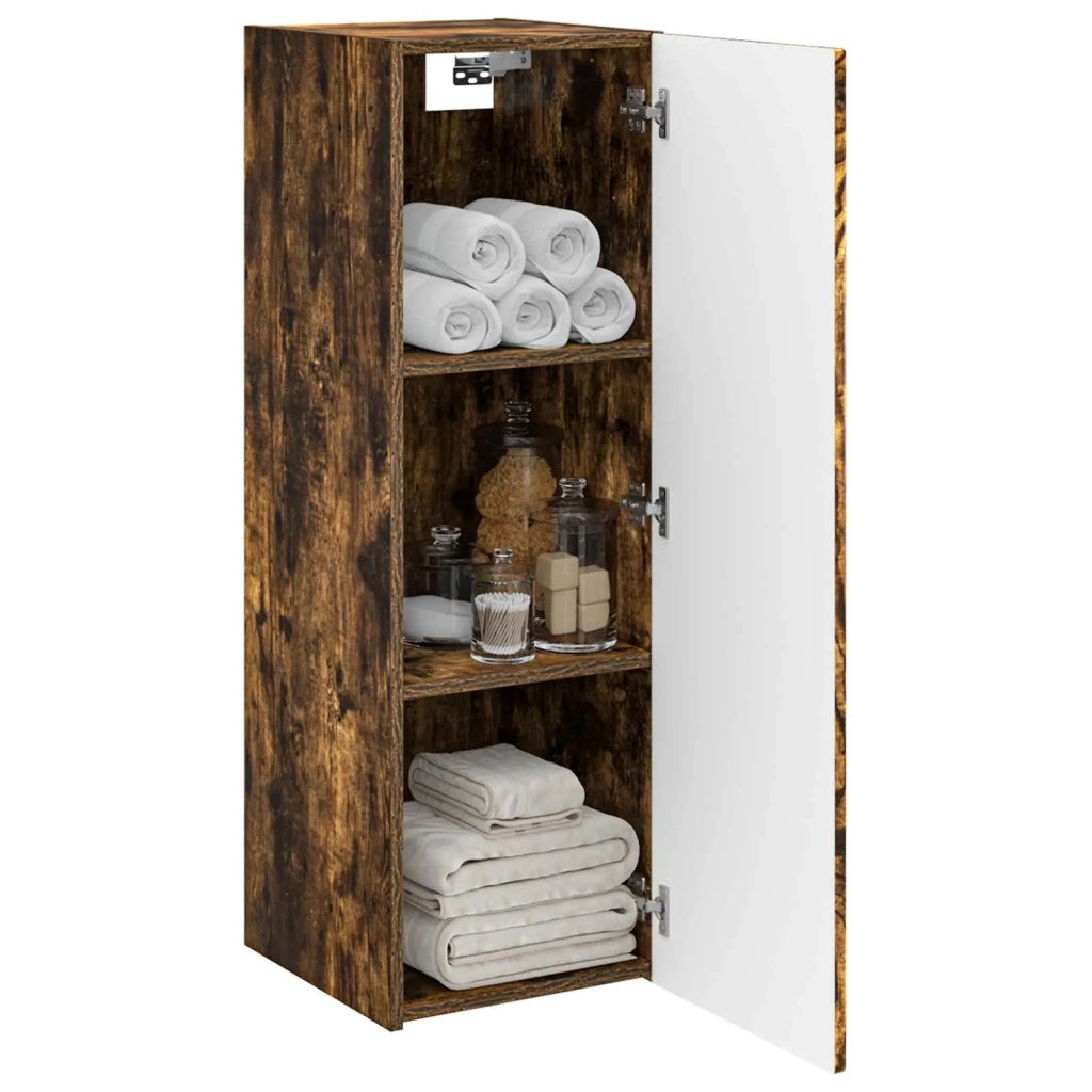 Mobiletto da Bagno a Muro Rovere Fumo 33 x 34,5 x 60 cm 890537
