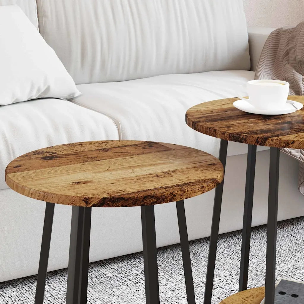 Set tavolini con lo scaffale 2 pz | Tavolo laterale Legno Antico e Nero