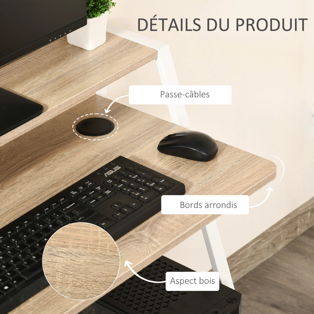Scrivania per Computer ¨C Minimal ¨C Legno Rovere Bianco 84x45x85 cm