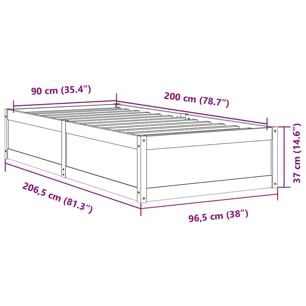 Letto singolo | Letto per adulti | Letto senza Materasso Marrone Cera 90x200 cm Legno di Pino