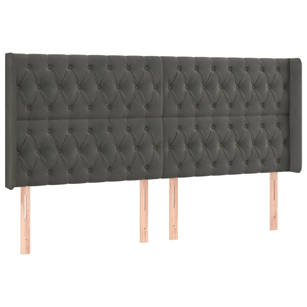Testiera ad Orecchio GrigioScuro 203x16x118/128cm in Velluto 3119983