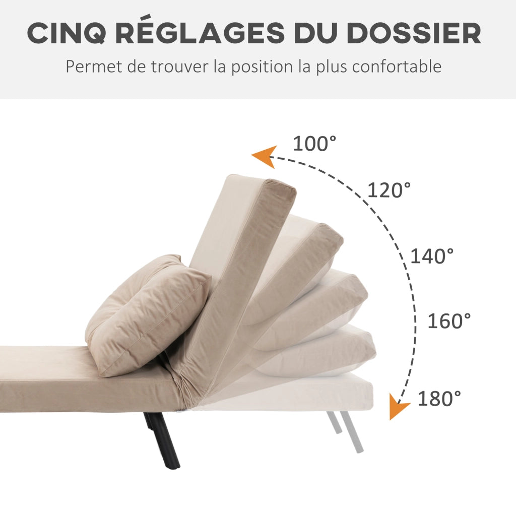 Divano letto 1 posto imbottito con cuscino ¨C Minimal ¨C beige