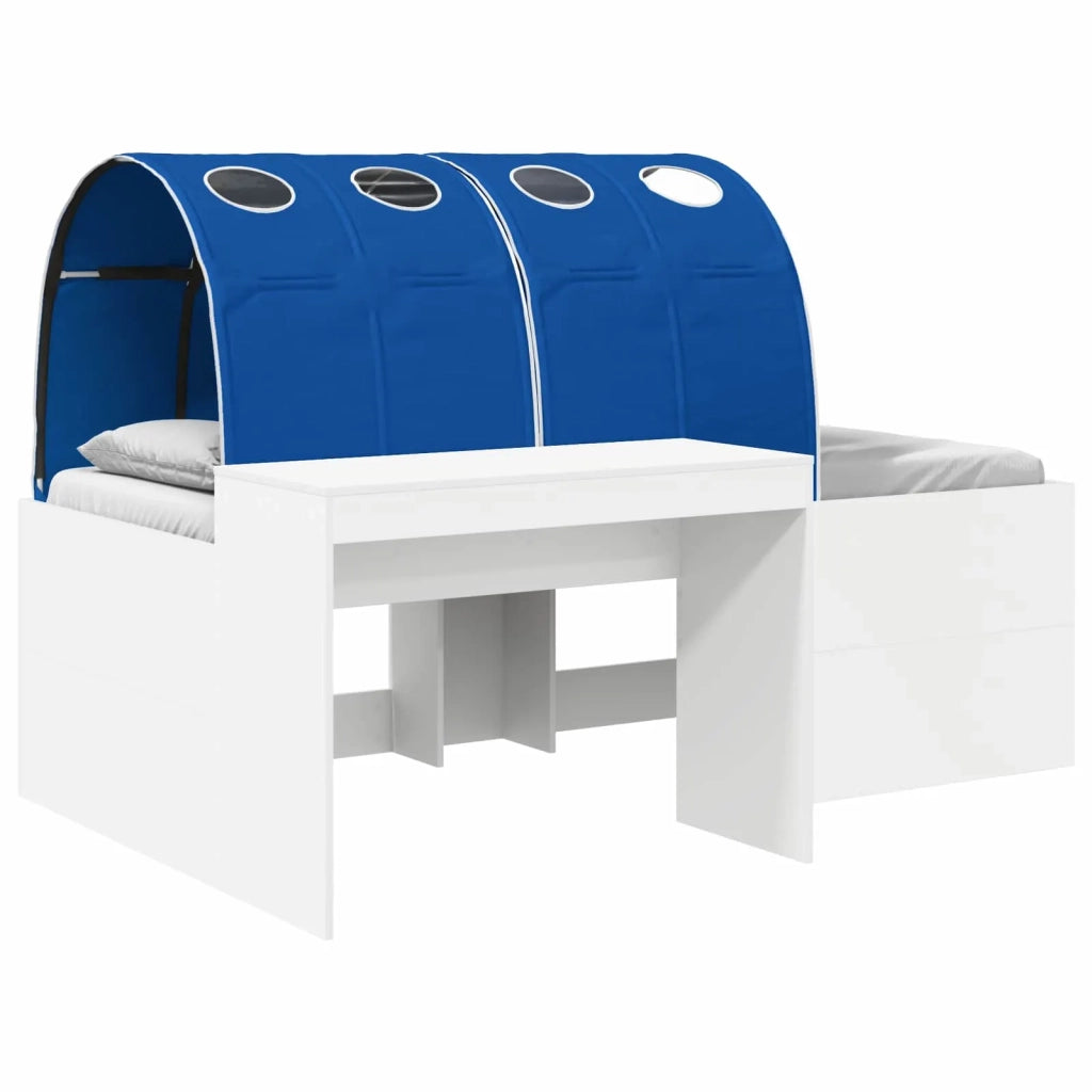 Letto alto per Bambini | Letto Infantile | Lettino con scrivania Bianco e Blu