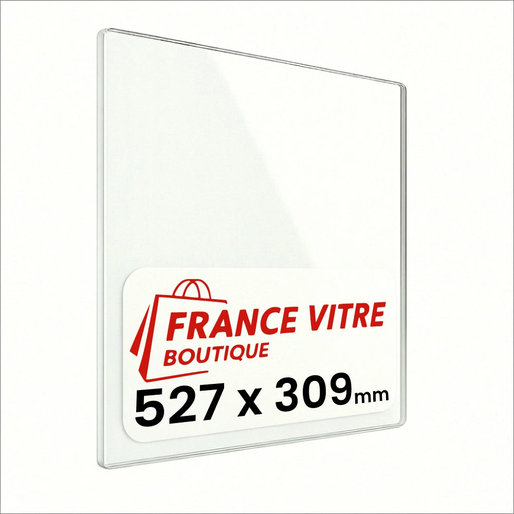527 x 309 x 4 mm - Vetro per stufa a legna - vetro camino di ricambio - vetro per caminetto resistente al fuoco - France Vitre