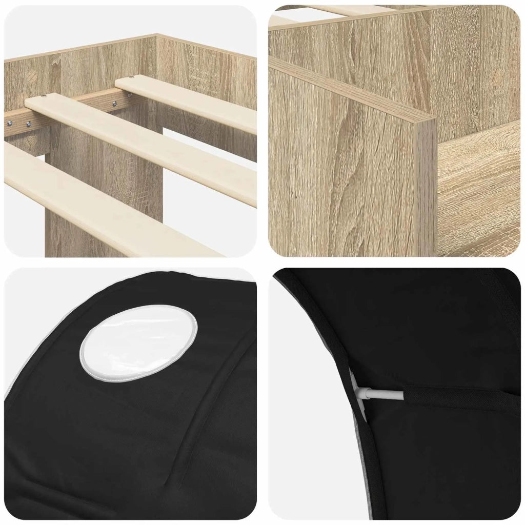 Letto con Tunnel 3 pz Sonoma e Nero Legno ingegnerizzato 3423592