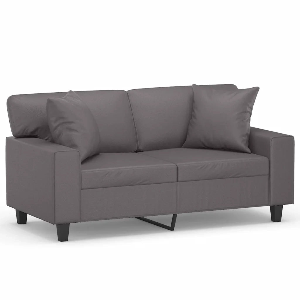 Divano a 2 Posti con Cuscini-Sofa 2 Posti con Cuscini Grigio 120 cm in Similpelle 204290