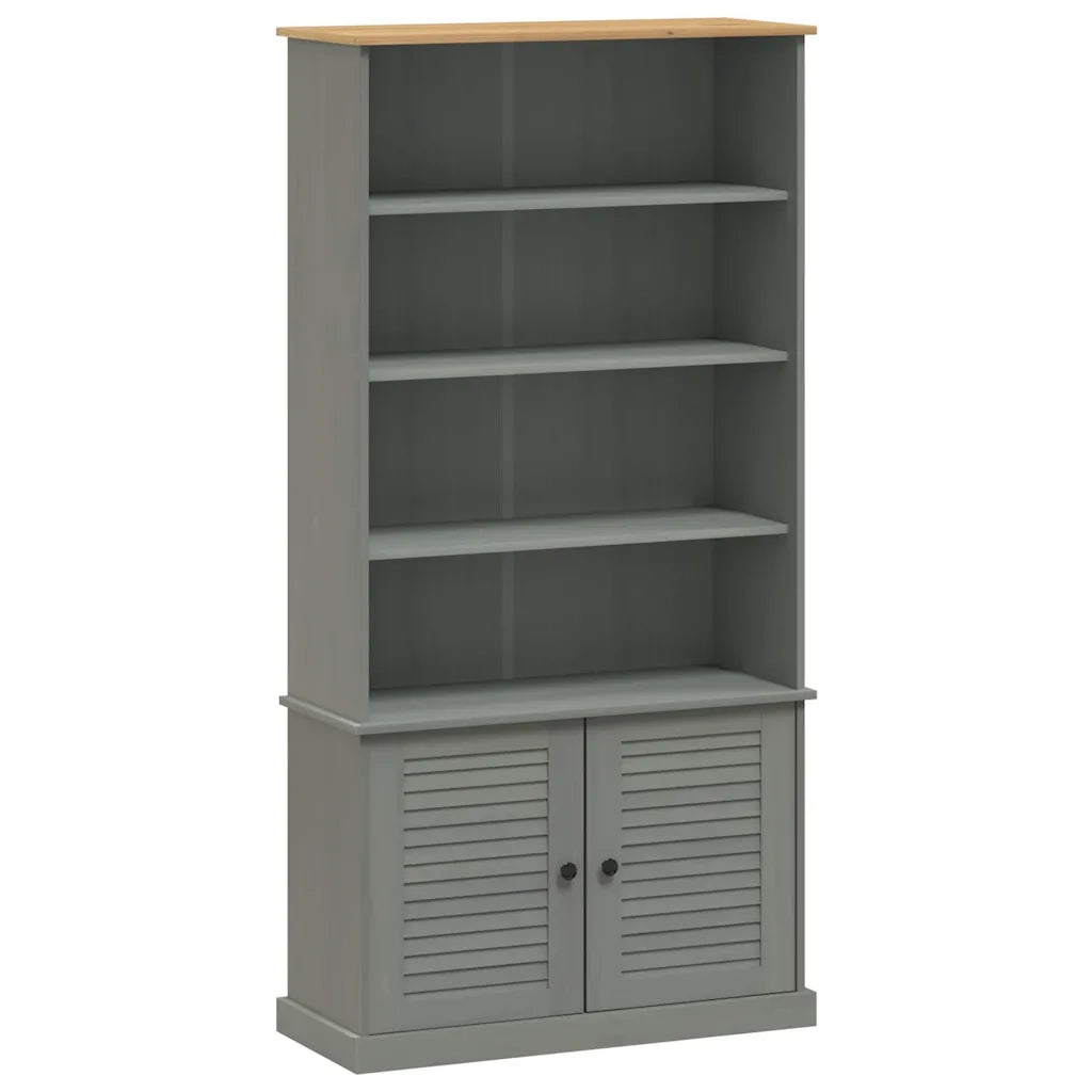 Libreria VIGO 85x35x170 cm in Legno Massello di Pino Grigio 353198