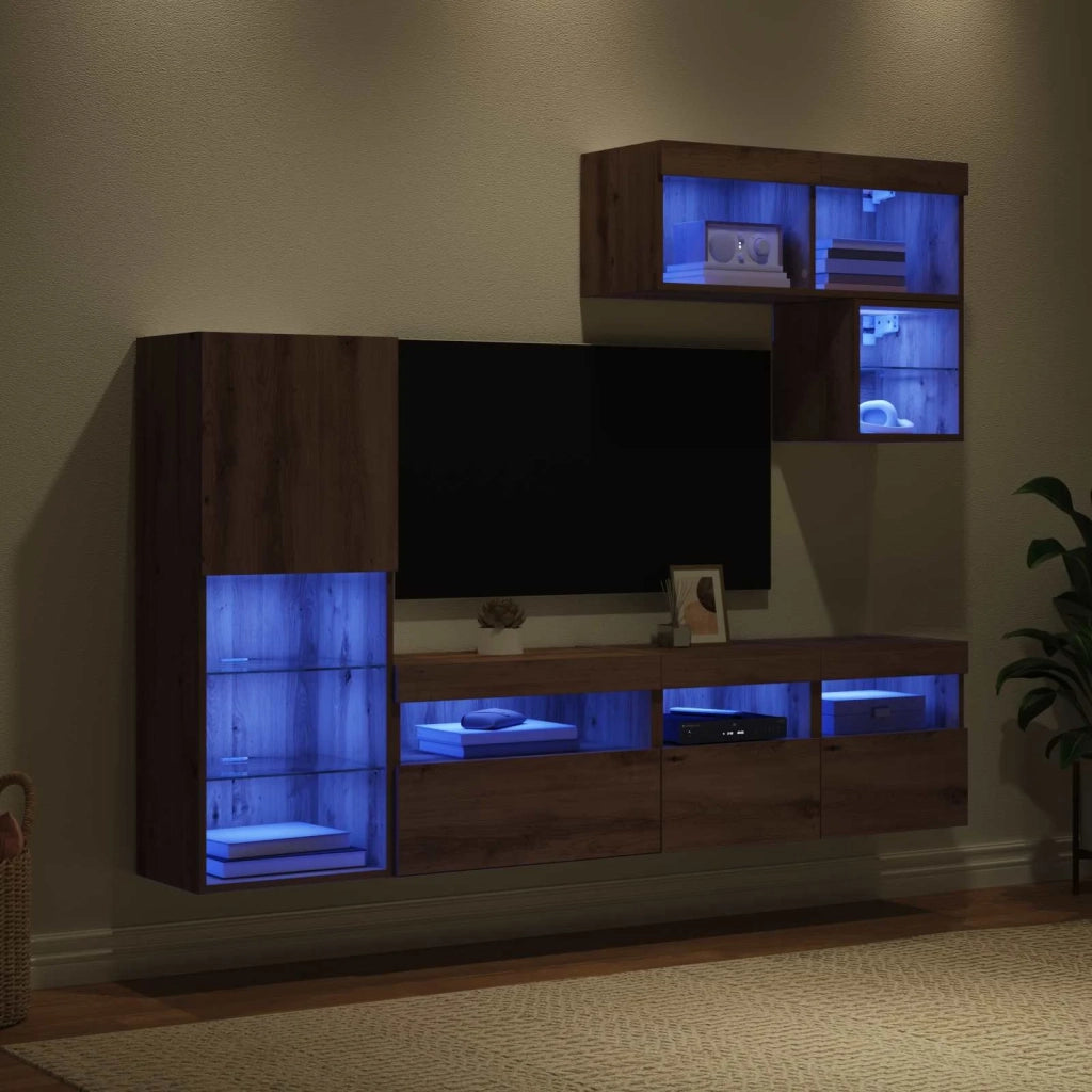 Unità per TV a Muro 6 pcs Rovere artigianale Legno multistrato 3402975