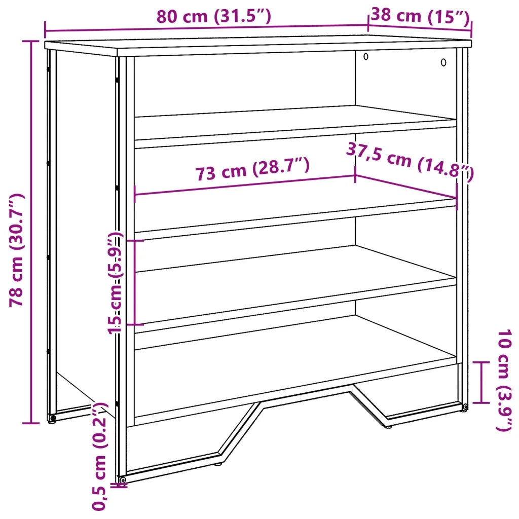 Scarpiera-Scaffale per scarpe Rovere Marrone 80x38x78 cm in Truciolato