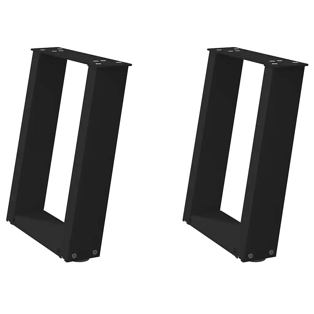 Gambe per Tavolino da Caff¨¨ a Forma di U 2 pz | Piede del tavolo Nere 38x(42-43) cm Acciaio