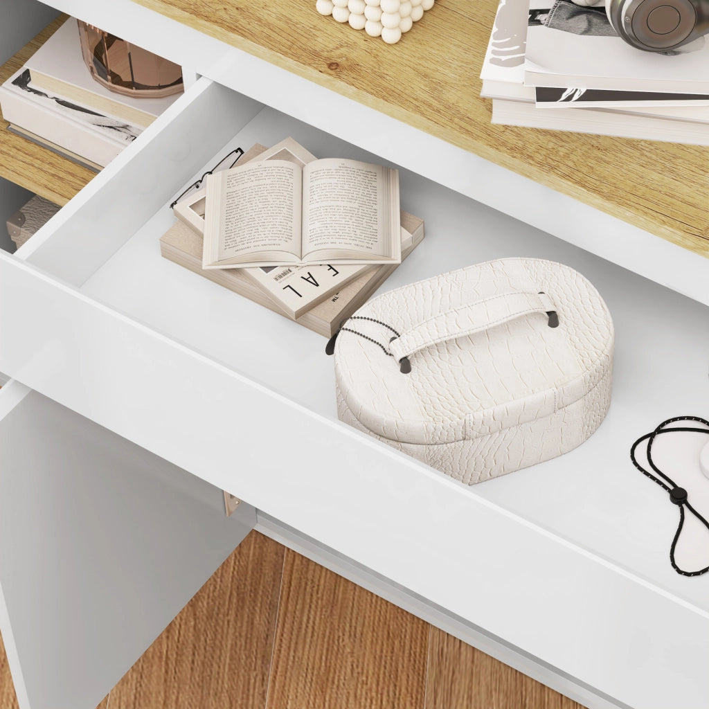 Credenza Bianca con Cassetto e 3 Armadietti ¨C Zephmum ¨C 140x40x75 cm