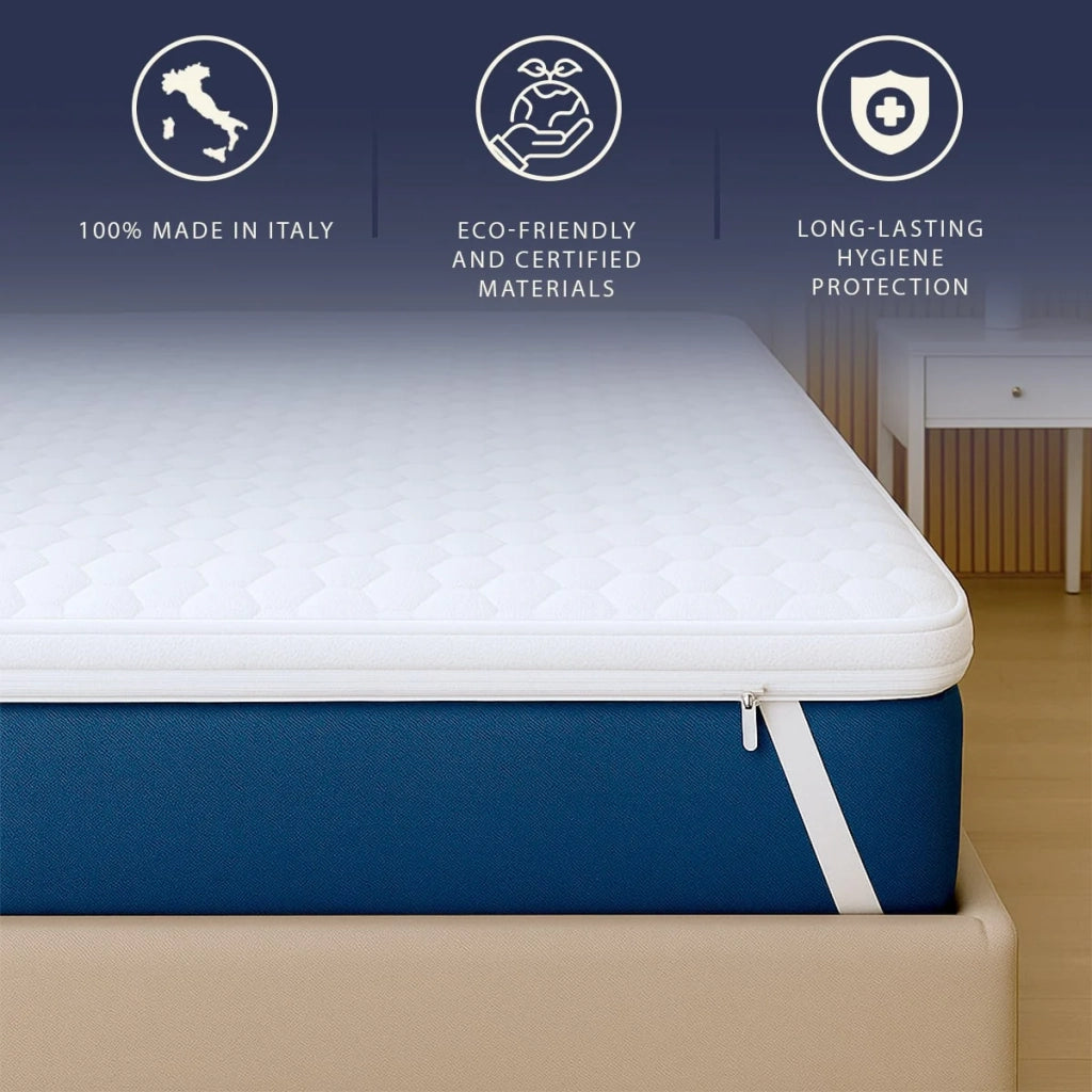 Topper 90 x 200 in Memory Foam con Altezza di 5 cm | Traspirante e Anallergico | Prodotto in Italia