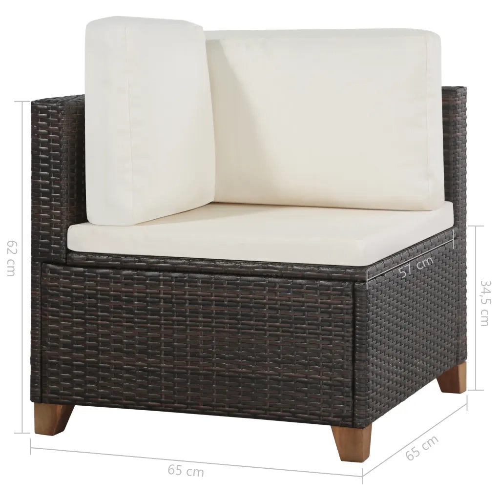 Set Divani da Giardino 4 pz con Cuscini in Polyrattan Marrone 44108
