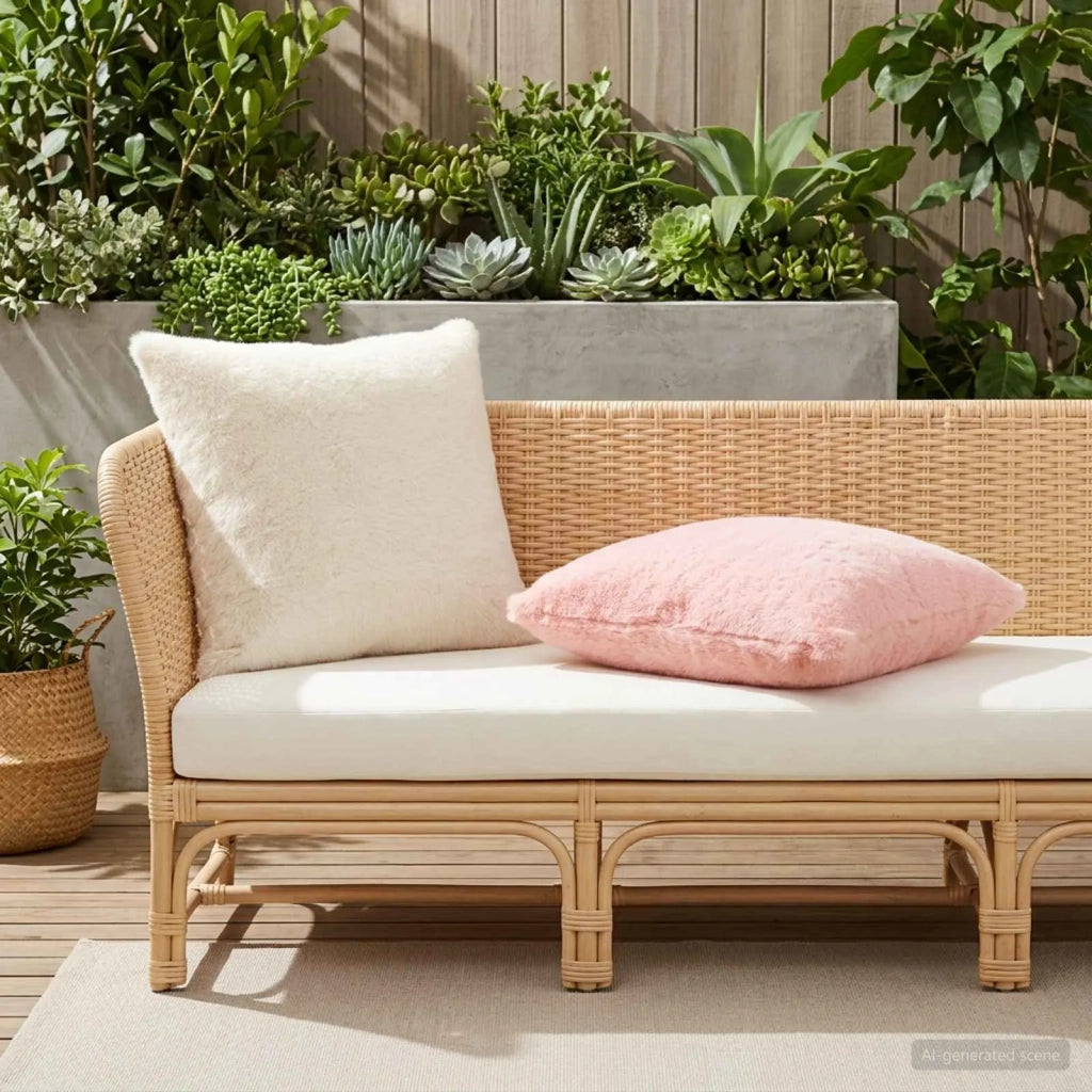 Federa 2 pz HEERLEN Rosa 70 x 70 cm Pelliccia di Coniglio Finta 913465